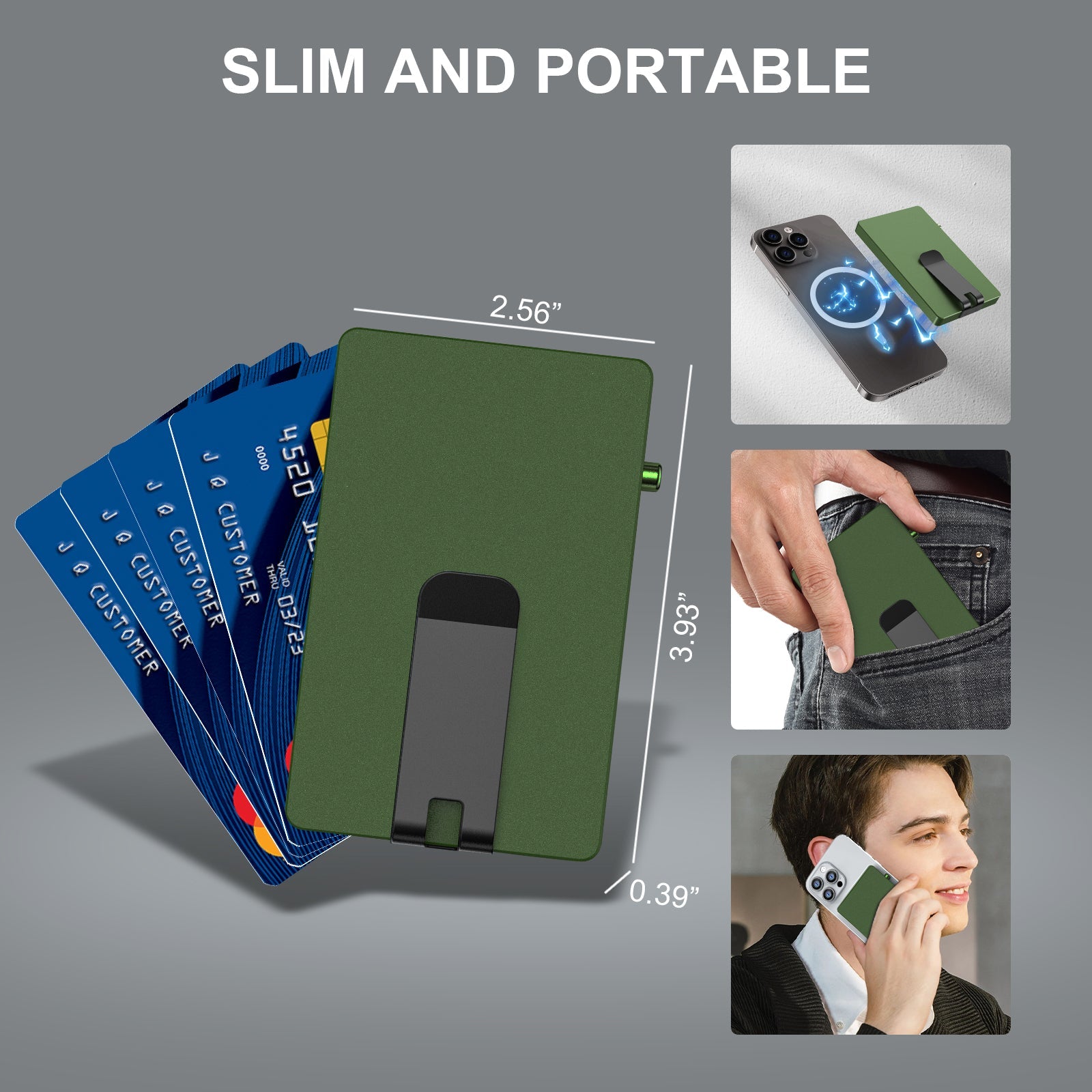 Minimalist Pop up Wallet with Money Clip, All Aluminum Slide Rfid Slim Card Holder-1