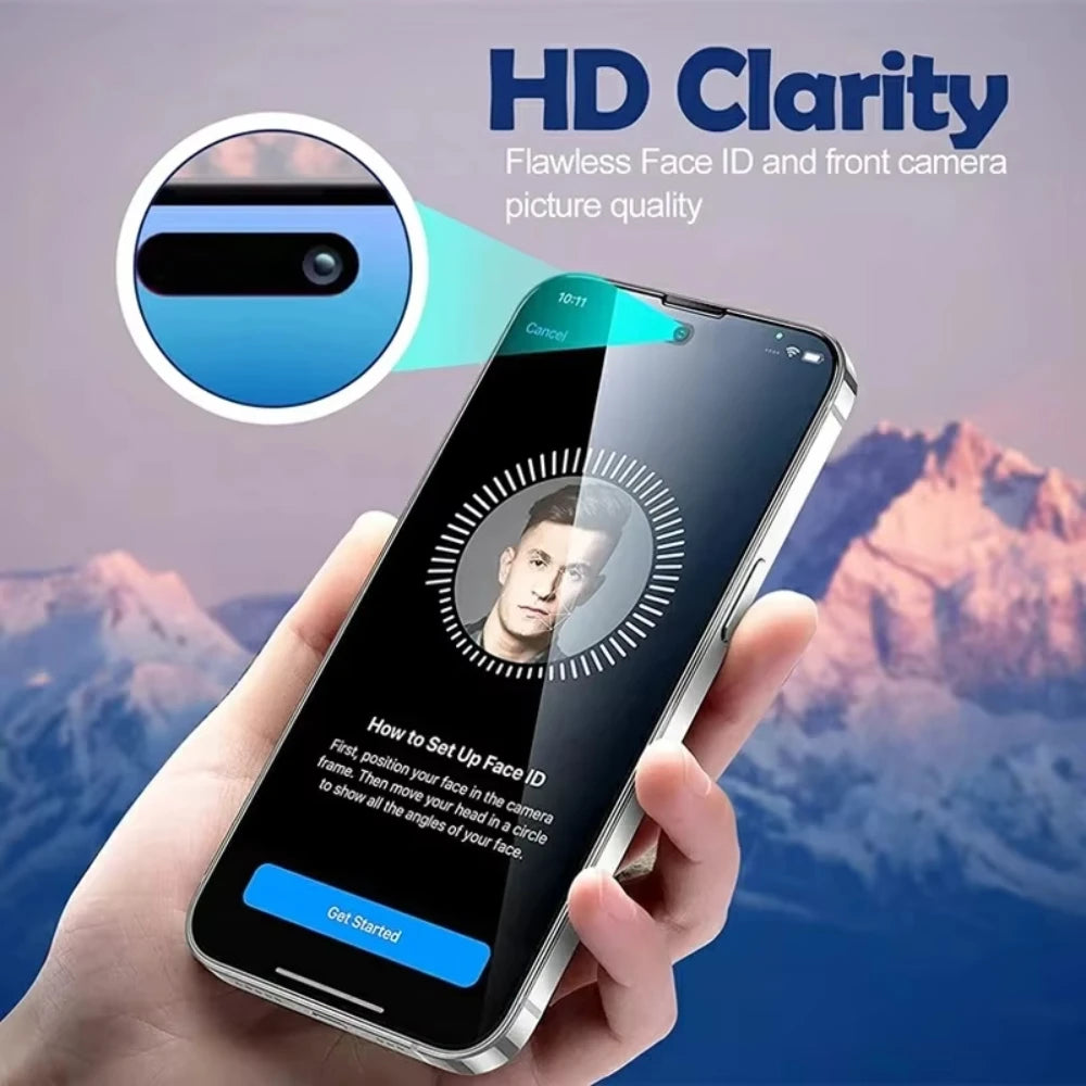 NNBILI 4Pcs Tempered Glass For IPhone 16 15 14 13 12 11 Pro Max Screen Protector For IPhone 12 13 Mini 16E High Definition Glass