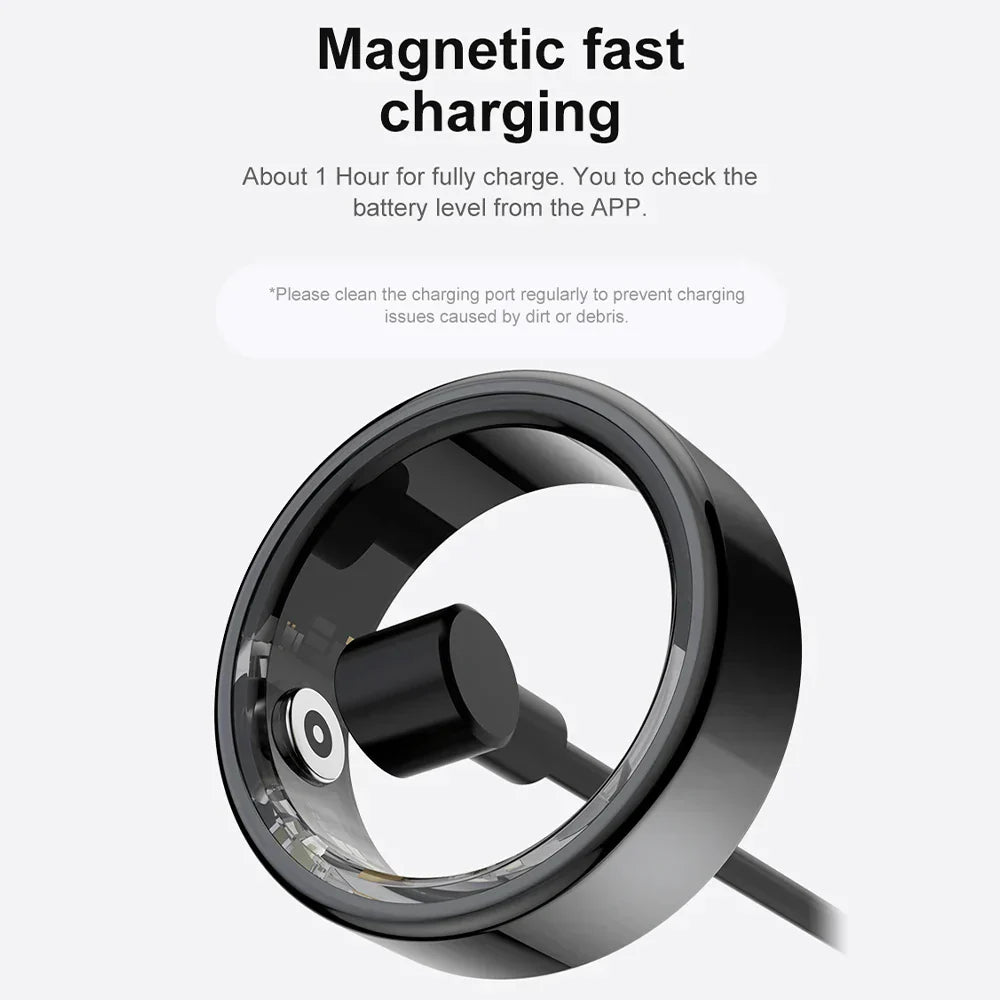 Titanium Steel Smart Ring with Health Monitoring, IP68 Waterproof, and Multi-sport Modes-1